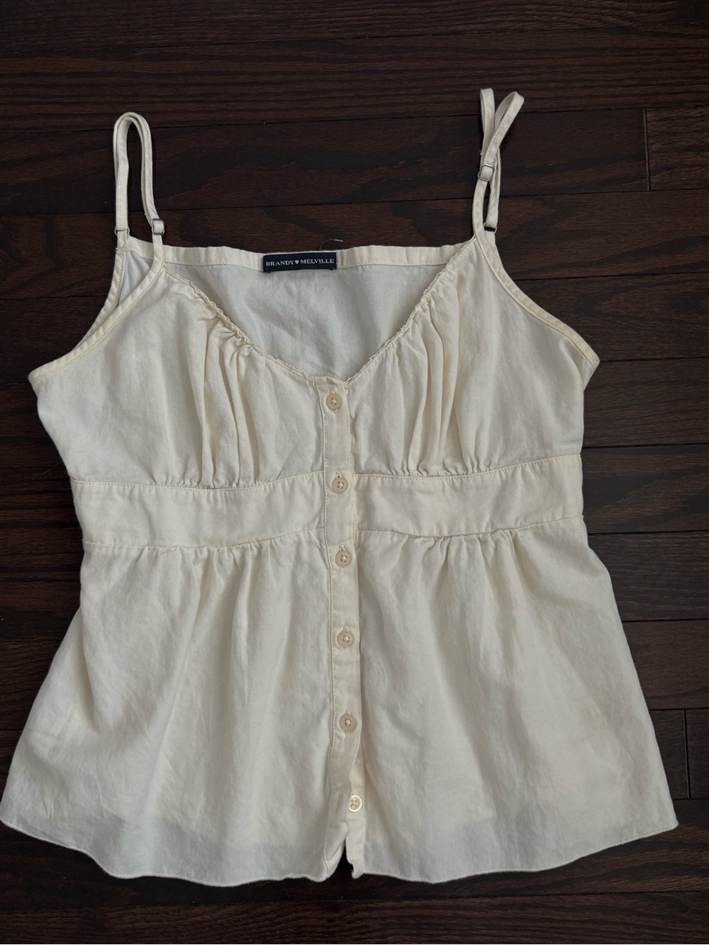 Brandy Melville Cream Button-Front Babydoll Top